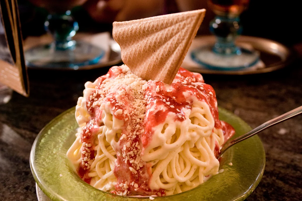 Spaghetti ice cream