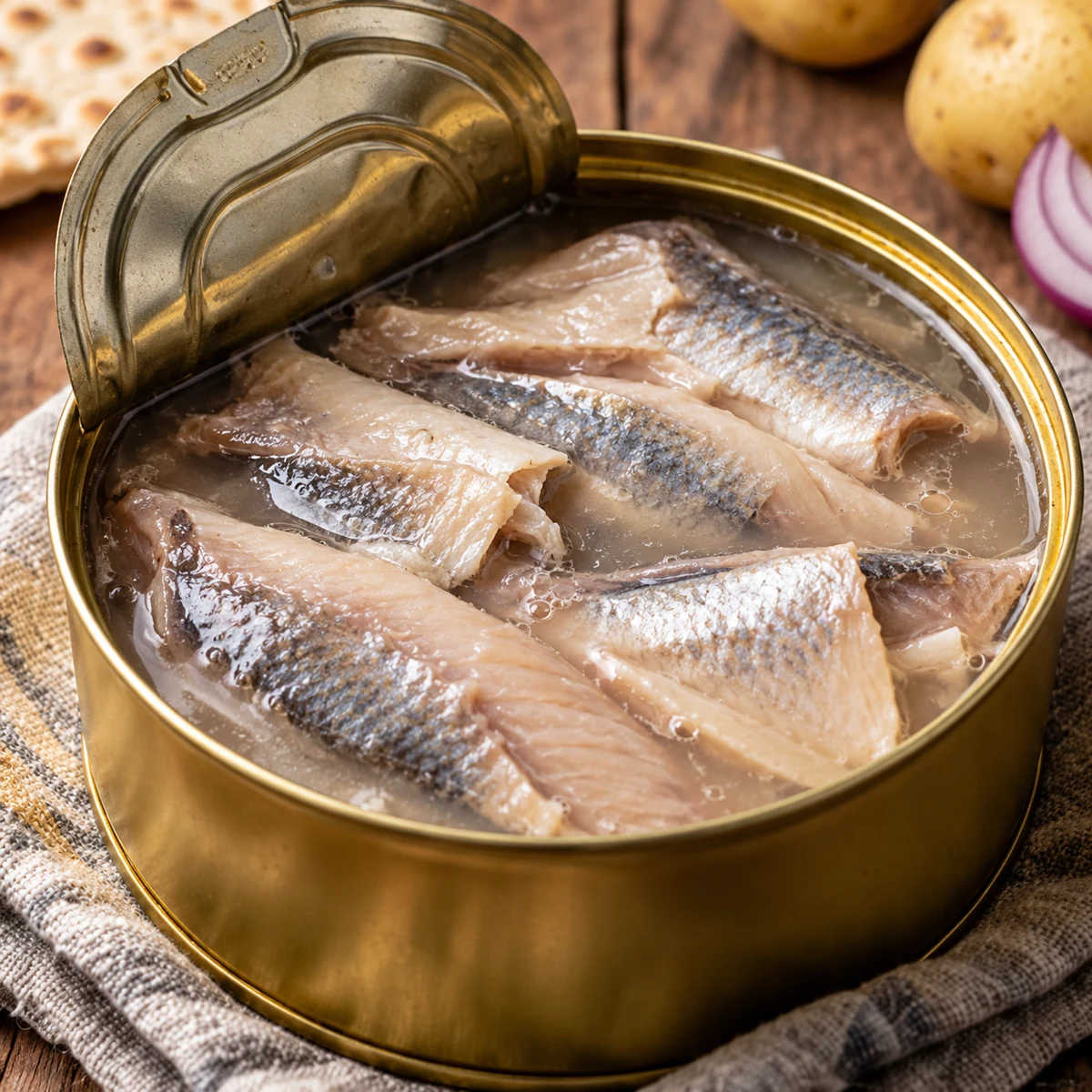 AI-generated illustration of Surströmming; not a documentary photograph.